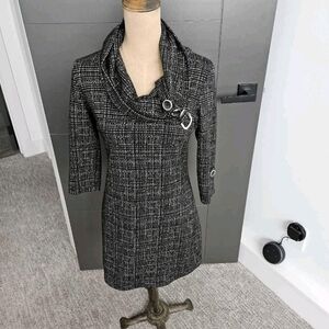 Le Chateau Black and White Patterned SWEATER DRESS
